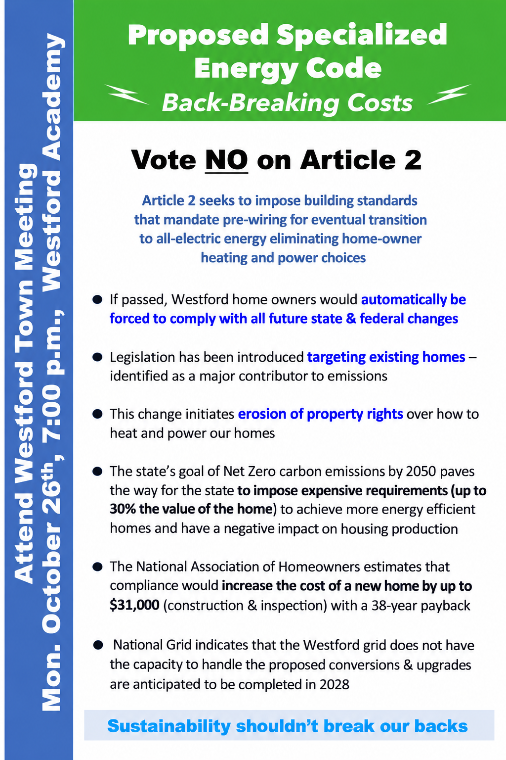 Vote NO on Article 2 — Specialized Energy Code